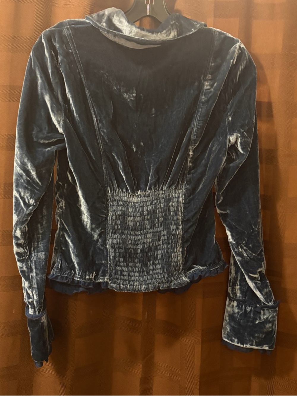 Free People So Julia Velvet Top in Varsity Navy in small reg $148 - Picture 8 of 9